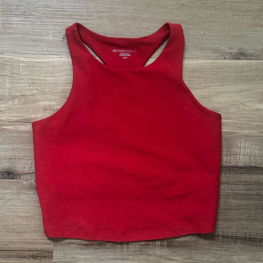 Beyond Yoga Red Racerback Crop Sports Bra